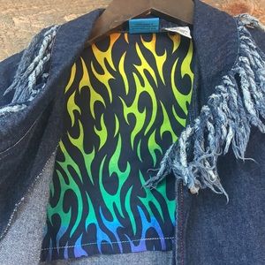 LISA FRANK VTG 90s Denim Fringe Jacket 6/6X